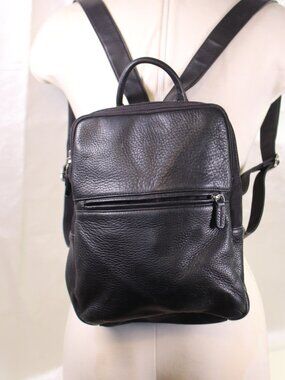 Fossil Mini Black Leather Backpack Small Pebbled Leather Zip Backpack